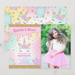 Fiesta de Slime de invitación a cumpleaños de Unic