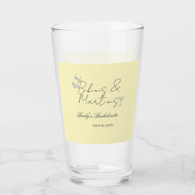 Fiesta de soltera Bikins & Martinis amarillo retro (Anverso)