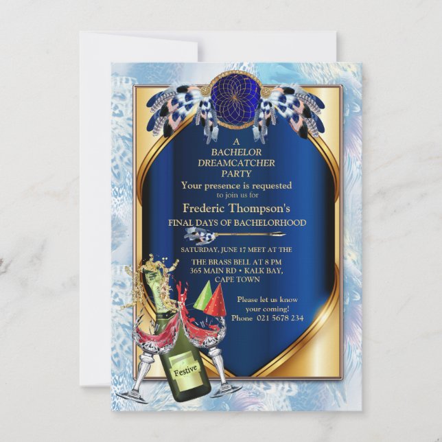 Fiesta de Soltero de plumas de tono azul de loro e (Anverso)