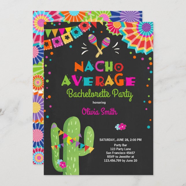 Fiesta de soltero Invitación a la Fiesta Nacho Pro (Anverso / Reverso)