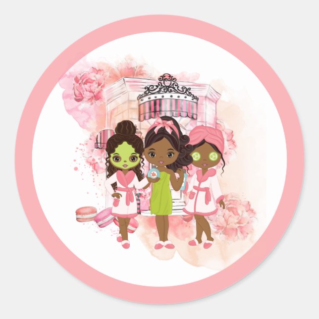 Fiesta de Spa americano africano Pegatina redondo  (Anverso)