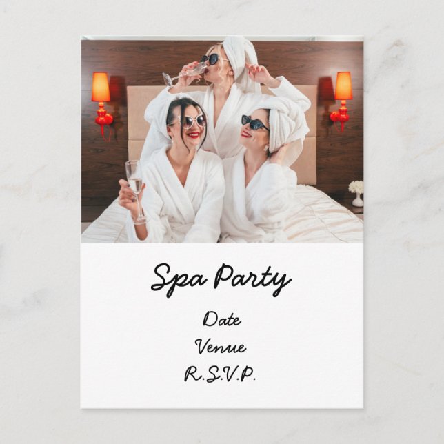 Fiesta de spa con su propia invitación fotográfica (Anverso)