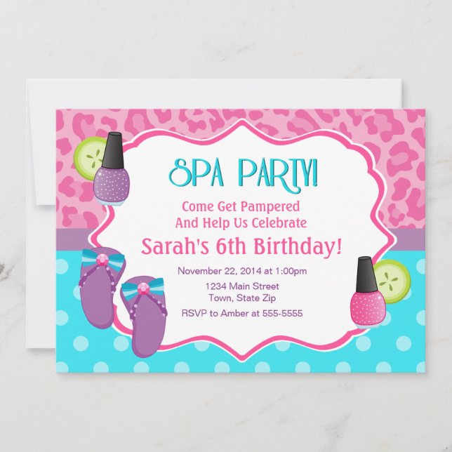 Fiesta de Spa Invitación a Cumpleaños Tarjeta 5x7 (Anverso)