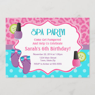 Fiesta de Spa Invitación a Cumpleaños Tarjeta 5x7