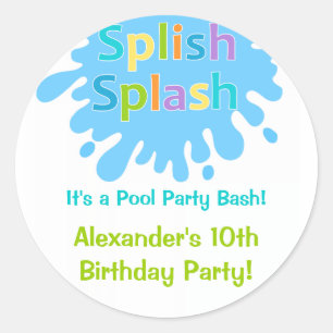 Fiesta de Splish Splash Pool Pegatina de cumpleaño