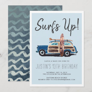 Fiesta de Surf de Verano   Invitación de Coche Vin