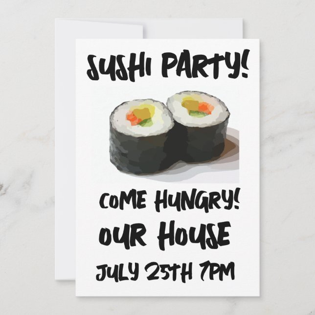 ¡FIESTA DE SUSHI! Invitaciones personalizadas (Anverso)
