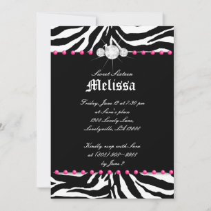 Fiesta de Sweet Sixteen Invitación Cebra Joyas Ros