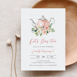 FIESTA de té ARIA Invitación de cumpleaños - rosa