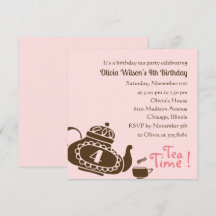 Fiesta de té - Chica Invitación a cumpleaños