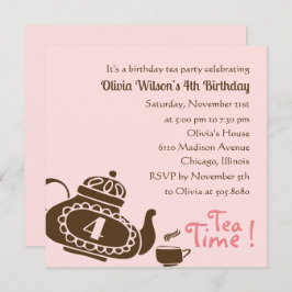 Fiesta de té - Chica Invitación a cumpleaños