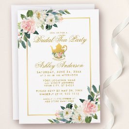 Fiesta de té con ducha de novia Invitación de oro 