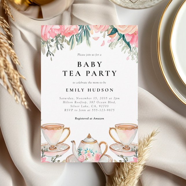 Fiesta de té con elegancia floral Invitación a Bab (Subido por el creador)