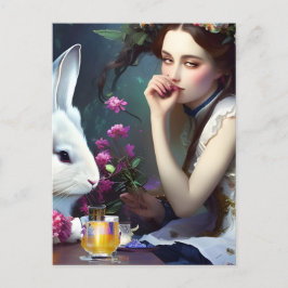 Fiesta De Té De Alices Con Postales De Conejo