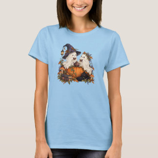 Fiesta de té de fantasmas lindos camiseta azul par