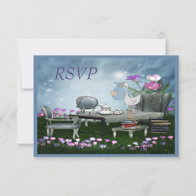 Fiesta de té de jardín trae un libro RSVP Baby Sho (Anverso)