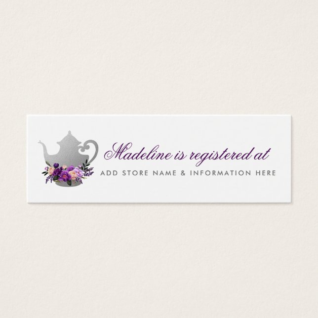 Fiesta de té de novia Purple Registry Insert Card (Frente)