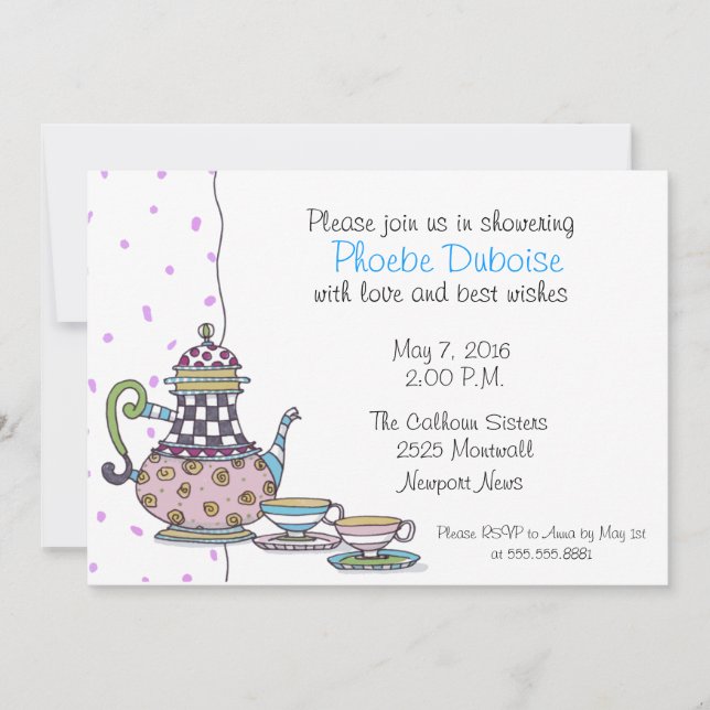 Fiesta de té - Ducha de novia - invitación (Anverso)