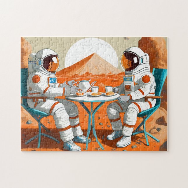 Fiesta de té espacial audaz y hermoso rompecabezas (Horizontal)