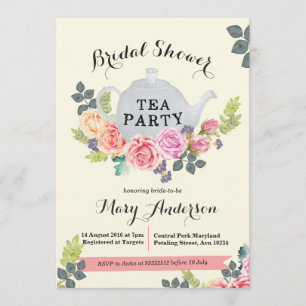 Fiesta de té floral Invitación a ducha de novia