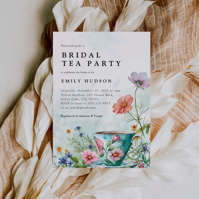 Fiesta de té floral Invitación a ducha de novia (Subido por el creador)