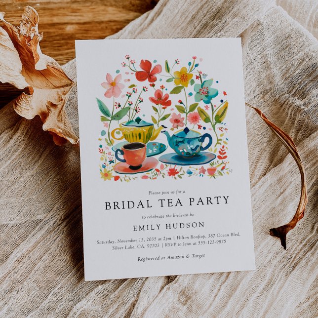 Fiesta de té floral Invitación a ducha de novia (Subido por el creador)