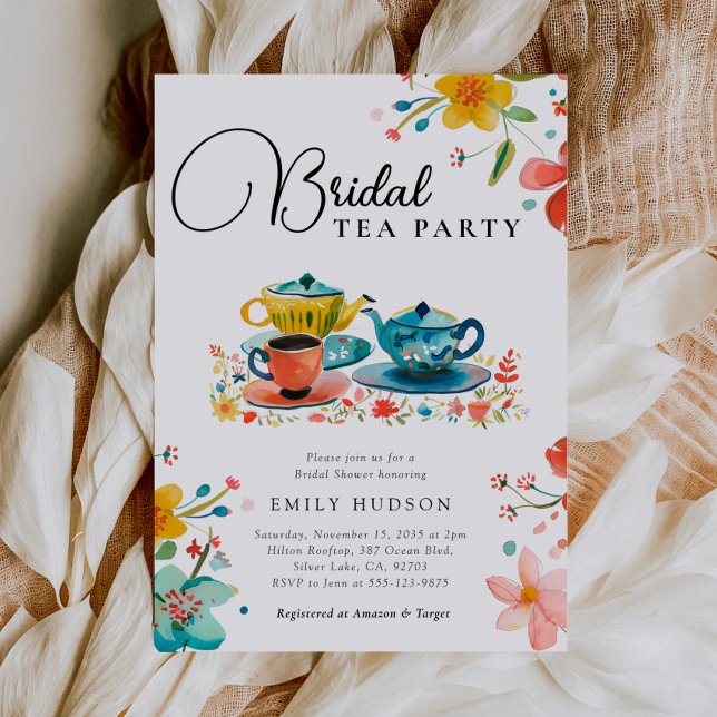 Fiesta de té floral Invitación a ducha de novia (Subido por el creador)