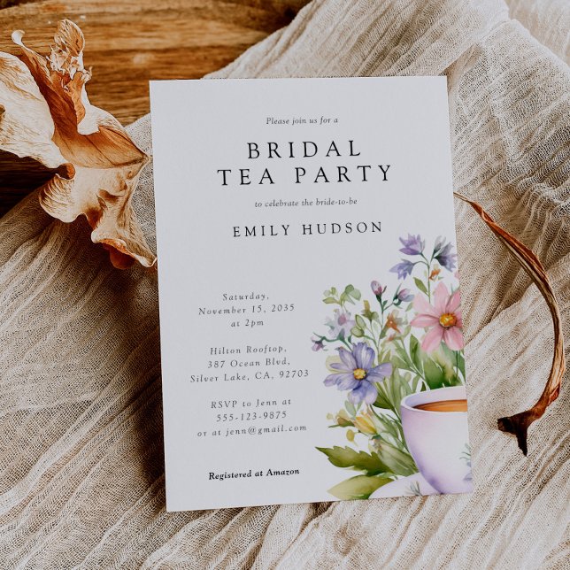 Fiesta de té floral Invitación a ducha de novia (Subido por el creador)