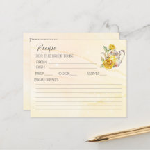 Fiesta de té floral tarjeta de recetas de ducha de