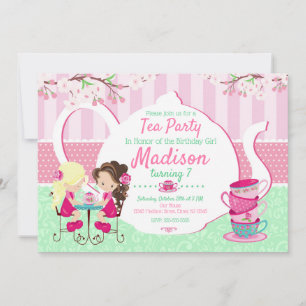 Fiesta de té Invitación de cumpleaños / Chica / Ve
