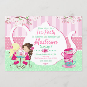 Fiesta de té Invitación de cumpleaños / Chica / Ve