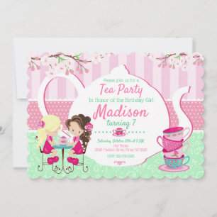 Fiesta de té Invitación de cumpleaños / Chica / Ve