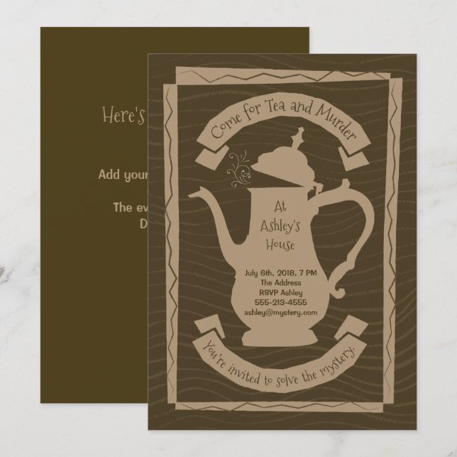 Fiesta de té y asesinato - Invitación Personalizad (Anverso / Reverso)