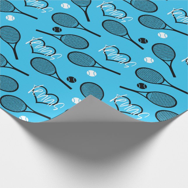 Fiesta de tenis azul, patrón de tenis Papel de rel (Esquina)