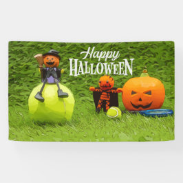 Fiesta de Tennis Halloween con pancarta de calabaz