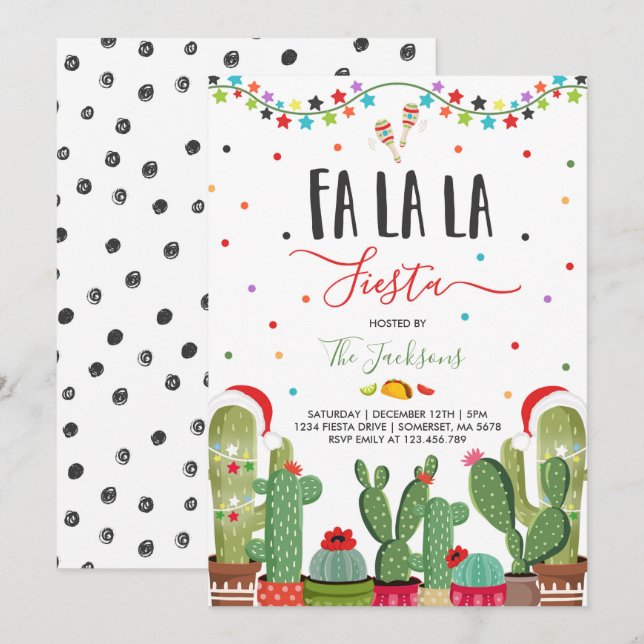 Fiesta de vacaciones Invitación Fa La Fiesta (Anverso / Reverso)