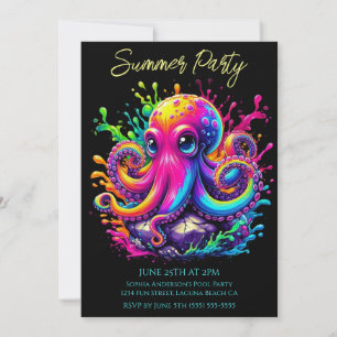 Fiesta de verano - Colorida Invitación de pulpo a