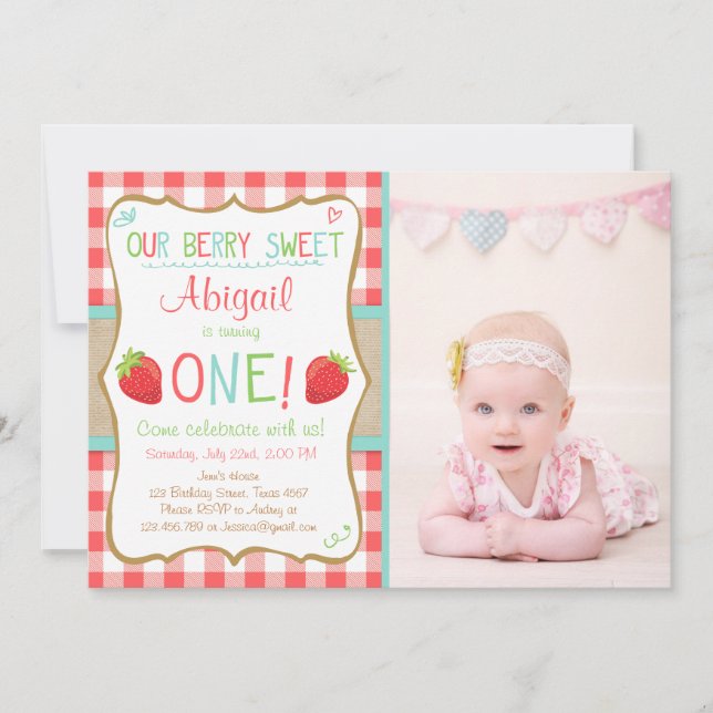 Fiesta de verano de Invitación a primer cumpleaños (Anverso)