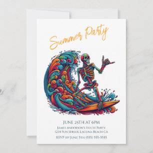 Fiesta de verano - Invitación colorida para surfis
