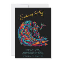 Fiesta de verano - Invitación colorida para surfis