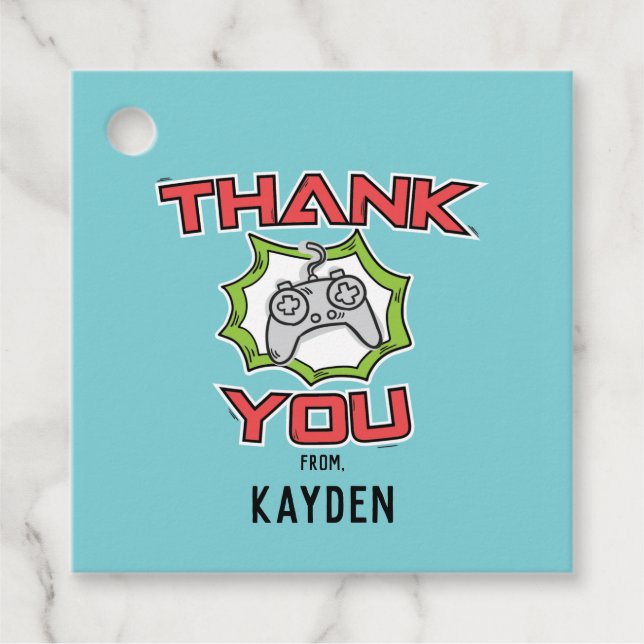 Fiesta de videojuegos etiqueta de agradecimiento (Anverso)