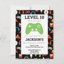 Fiesta de videojuegos Nivel Arriba Invitación de c