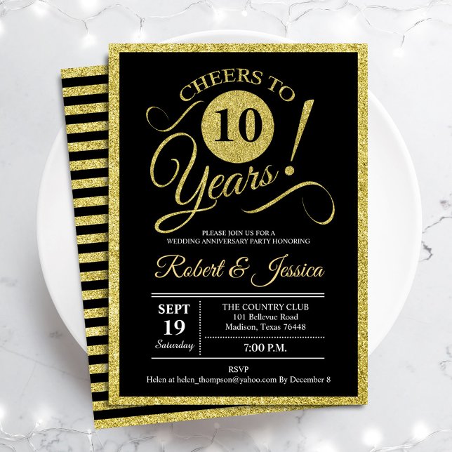 fiesta del 10° Aniversario - Invitación negra de o (Subido por el creador)