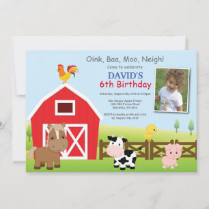 Fiesta del Barnyard Country Invitación de cumpleañ