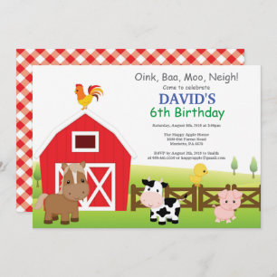 Fiesta del Barnyard Country Invitación de cumpleañ