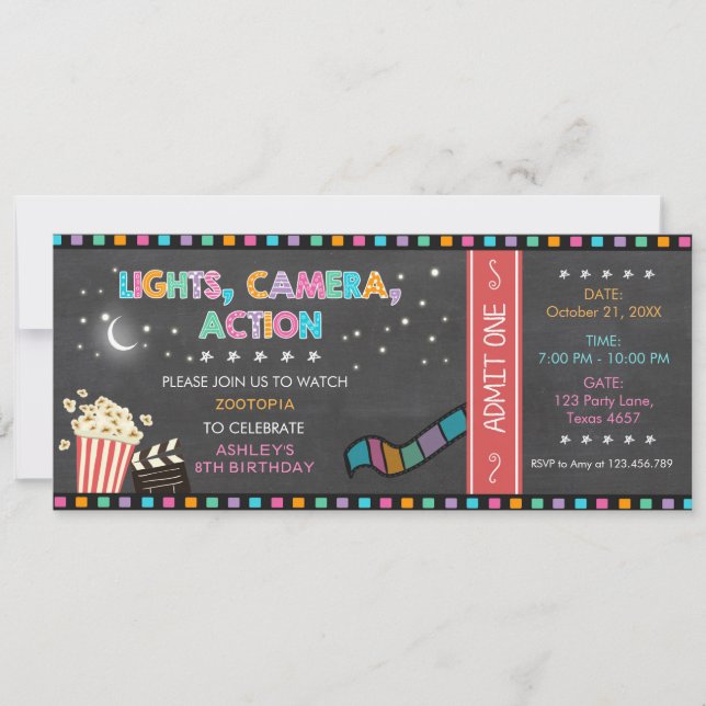 Fiesta del boleto de la película de la invitación (Anverso)