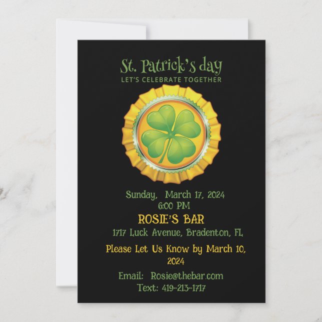 Fiesta del Día de San Patricio con invitación de S (Anverso)