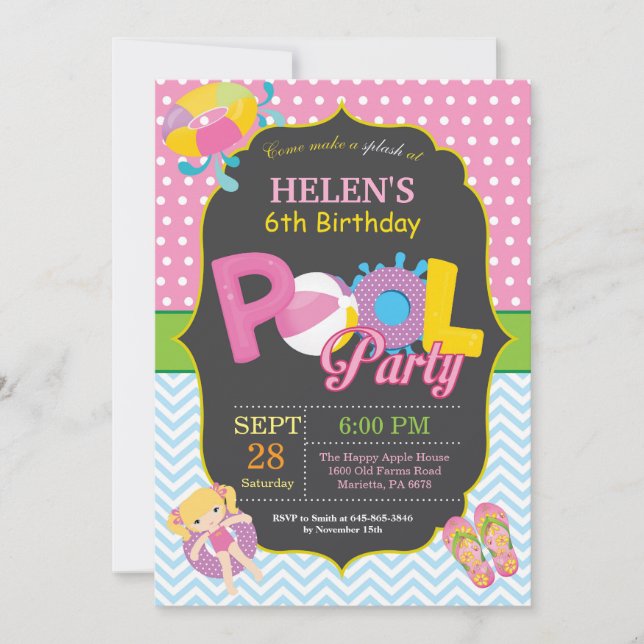 Fiesta del grupo Invitación al cumpleaños Chica de (Anverso)