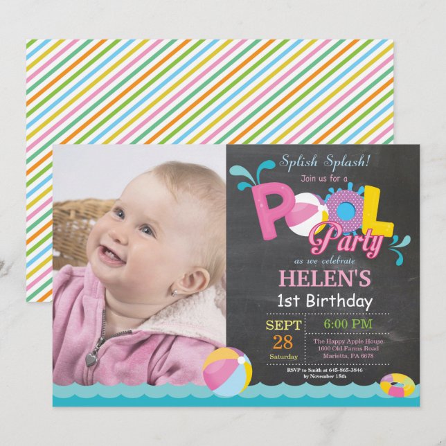 Fiesta del grupo Invitación al cumpleaños Chica Sp (Anverso / Reverso)