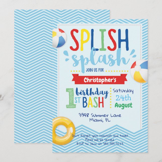 Fiesta del grupo Splish Splash Invitación al prime (Anverso / Reverso)